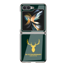 Cargar imagen en el visor de la galería, Simple Deer Head Samsung Z Flip5 Shell Electroplated Glass Protective Case