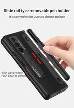 Carregar imagem no visualizador da galeria, Luxury Leather All-included Protection Cover For Samsung Galaxy Z Fold 3 Case Pen Holder Stander Plastic For Galaxy Z Fold3