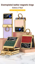 Charger l'image dans la galerie, Plating Magnetic Leather Case For Samsung Galaxy Z Flip 3 Case All-included Back Tempered Glass Hard For Galaxy Z Flip3 Case