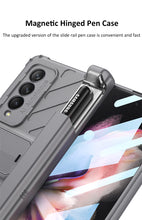 Cargar imagen en el visor de la galería, Magnetic Hinge Frame Pen Case Cover For Samsung Galaxy Z Fold 3 All-included Tempered Glass Plastic Case For Samsung Z Fold3