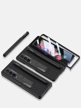 Carregar imagem no visualizador da galeria, Luxury Leather All-included Protection Cover For Samsung Galaxy Z Fold 3 Case Pen Holder Stander Plastic For Galaxy Z Fold3