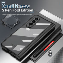 Load image into Gallery viewer, S Pen Fold Edition Case for Samsung Galaxy Z Fold 2 Z Fold 3 Pencil Slot Electroplating Clear Back Cover with Tempered Glass