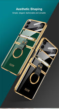 Load image into Gallery viewer, Luxury Plating Cover For Samsung Galaxy Z Flip 3 Case Back Protector Film With Ring Stand Hard Cover For Galaxy Z Flip3 Case