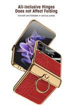 Charger l'image dans la galerie, Plating Magnetic Leather Case For Samsung Galaxy Z Flip 3 Case All-included Back Tempered Glass Hard For Galaxy Z Flip3 Case