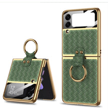 Load image into Gallery viewer, Electroplated Braided Leather Case For Samsung Galaxy Z Flip 3 5G Back Tempered Glass Phone Cover For Galaxy Z Flip3 Case