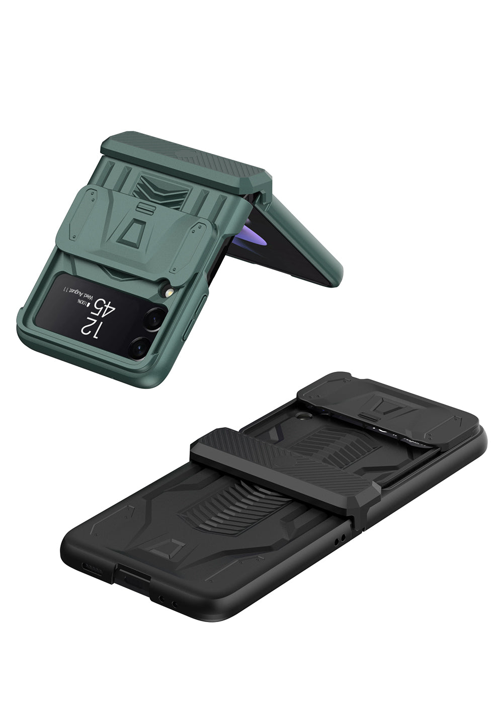 Magnetic Armored Camera Slide Cover For Samsung Galaxy Z Flip 3 Case All-included Hinge Plastic Hard For Galaxy Z Flip3 Case