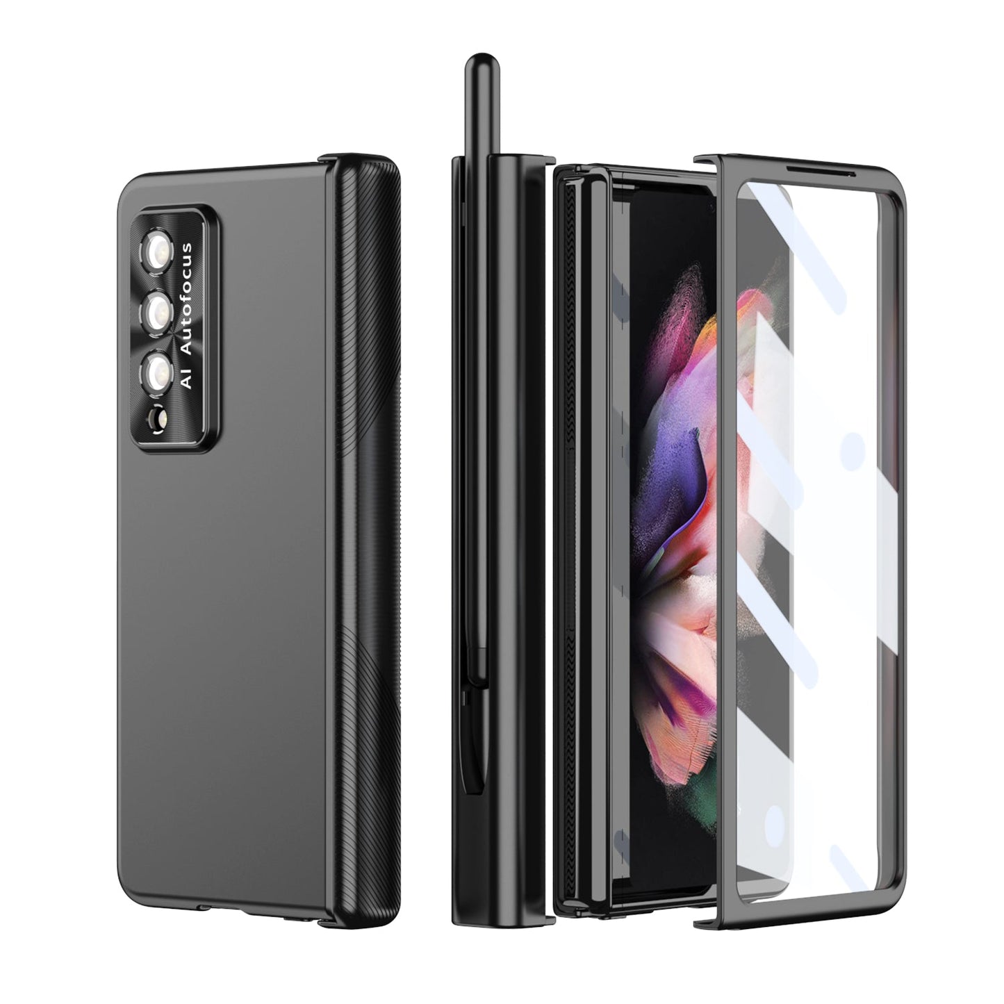 Double Hinges Electroplated Case for Samsung Galaxy Z Fold4 5G with Stylus