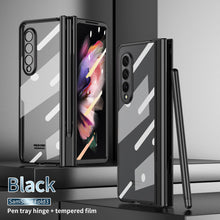 Load image into Gallery viewer, S Pen Fold Edition Case for Samsung Galaxy Z Fold 2 Z Fold 3 Pencil Slot Electroplating Clear Back Cover with Tempered Glass