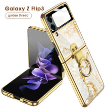 Carregar imagem no visualizador da galeria, Painted Tempered Glass Ring Stand Cover For Samsung Galaxy Z Flip Fold 3 2 Case Plating Frame For Galaxy Z Flip3 Fold3 CASE
