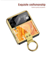 Carregar imagem no visualizador da galeria, Painted Tempered Glass Ring Stand Cover For Samsung Galaxy Z Flip Fold 3 2 Case Plating Frame For Galaxy Z Flip3 Fold3 CASE