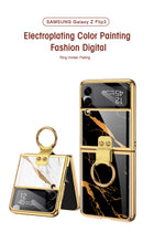 Carregar imagem no visualizador da galeria, Painted Tempered Glass Ring Stand Cover For Samsung Galaxy Z Flip Fold 3 2 Case Plating Frame For Galaxy Z Flip3 Fold3 CASE