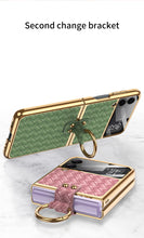Load image into Gallery viewer, Electroplated Braided Leather Case For Samsung Galaxy Z Flip 3 5G Back Tempered Glass Phone Cover For Galaxy Z Flip3 Case