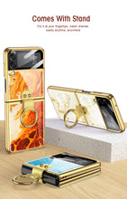 Carregar imagem no visualizador da galeria, Painted Tempered Glass Ring Stand Cover For Samsung Galaxy Z Flip Fold 3 2 Case Plating Frame For Galaxy Z Flip3 Fold3 CASE