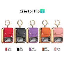 Carregar imagem no visualizador da galeria, Samsung Galaxy Z Flip4 5G Case Plating Hinge PU Leather Protection Ring Stand Cover for Samsung Z Flip4