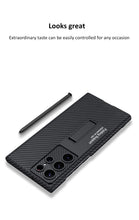Cargar imagen en el visor de la galería, Carbon fiber Leather Stand Phone Case For Samsung Galaxy S22 Ultra All-included Protection Cover For Galaxy S22 Ultra Case