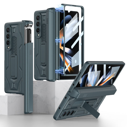 Shockproof Armor Case For Samsung Galaxy Z Fold4 5G Cover With Magnetic Hinge Slide Pen Slot & Film