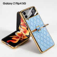 Load image into Gallery viewer, Samsung Galaxy Z Flip4 5G Case Luxury Leather Electroplating Diamond Protective Case