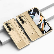 Cargar imagen en el visor de la galería, Plating Leather Galaxy Z Fold5 Case with Front Screen Protector & Flat Hinge Protection & Hidden Stand