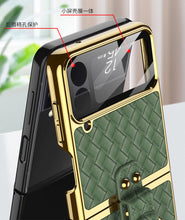 Load image into Gallery viewer, Leather Samsung Galaxy Z Flip4 5G Case With Back Screen Protector And Ring Holder