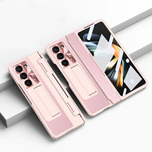 Cargar imagen en el visor de la galería, Plating Leather Galaxy Z Fold5 Case with Front Screen Protector & Flat Hinge Protection & Hidden Stand