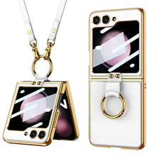 Cargar imagen en el visor de la galería, Luxury Leather Samsung Z Filp5 Phone Case With Crossbody Rope