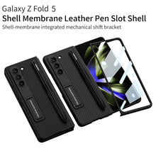 Load image into Gallery viewer, Slim Leather Samsung Galaxy Z Fold 5 Case with Front Screen Tempered Glass Protector & Pen Slot & Stylus