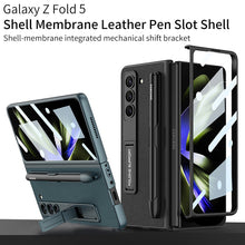 Load image into Gallery viewer, Slim Leather Samsung Galaxy Z Fold 5 Case with Front Screen Tempered Glass Protector & Pen Slot & Stylus