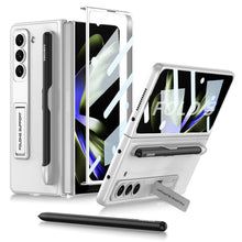 Load image into Gallery viewer, Slim Leather Samsung Galaxy Z Fold 5 Case with Front Screen Tempered Glass Protector & Pen Slot & Stylus
