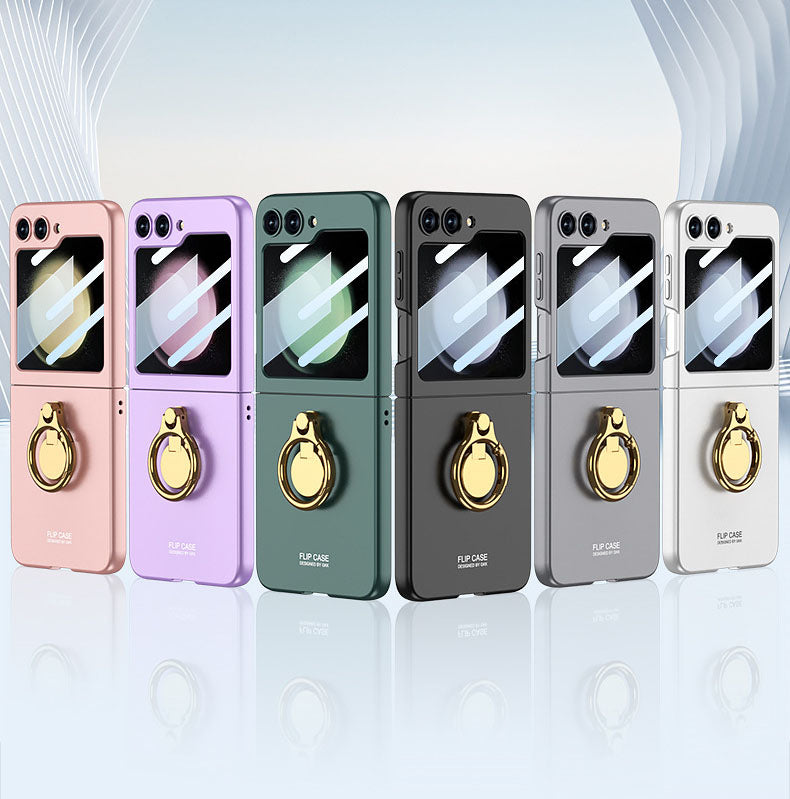 Luxury Slim Phone Case with 3-Axis Ring Mount and Front Screen Protector