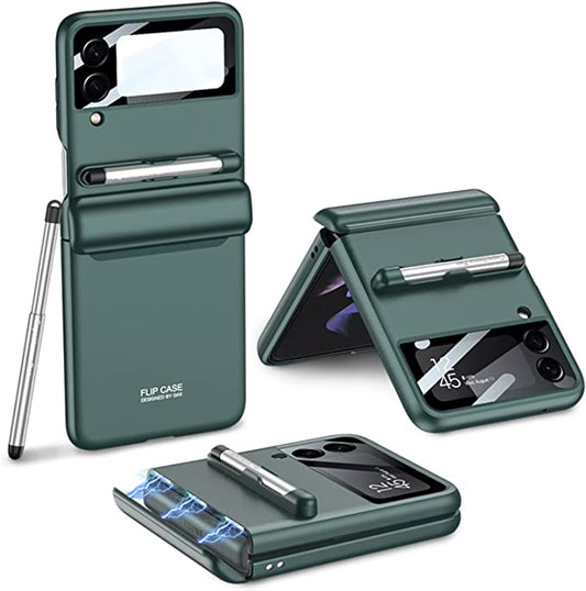 Magnetic Hinge Full Protection Galaxy Flip4 5G Case With Capacitive Pen