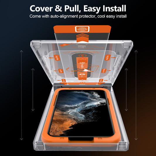 Easy-install Screen Protector for Samsung S22/S22+ Glass Screen Protector with Auto-fit Box