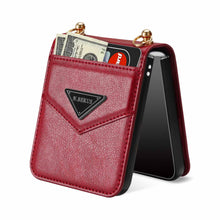 Cargar imagen en el visor de la galería, Samsung Z FLIP 4 Crossbody Phone Case Lychee Flip Leather Slip Card Case