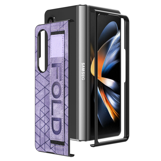 Folding Leather Samsung Galaxy Z Fold4 5G Case with Waistband and S Pen Slot