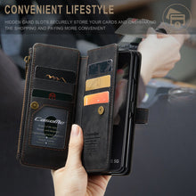 Load image into Gallery viewer, Leather Samsung Galaxy Z Fold4 5G Wallet Case With Lanyard Strap Wristlet Zipper Card Holder Case