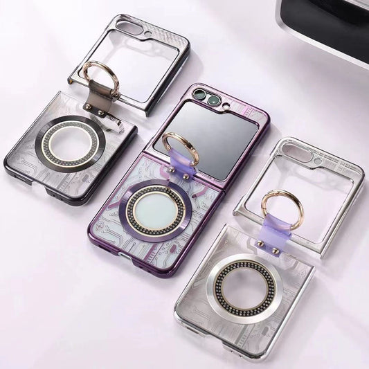 Cyberpunk Magnetic Wireless Charging Phantom Ring Case For Samsung Galaxy Z Flip5 Flip4 Flip3