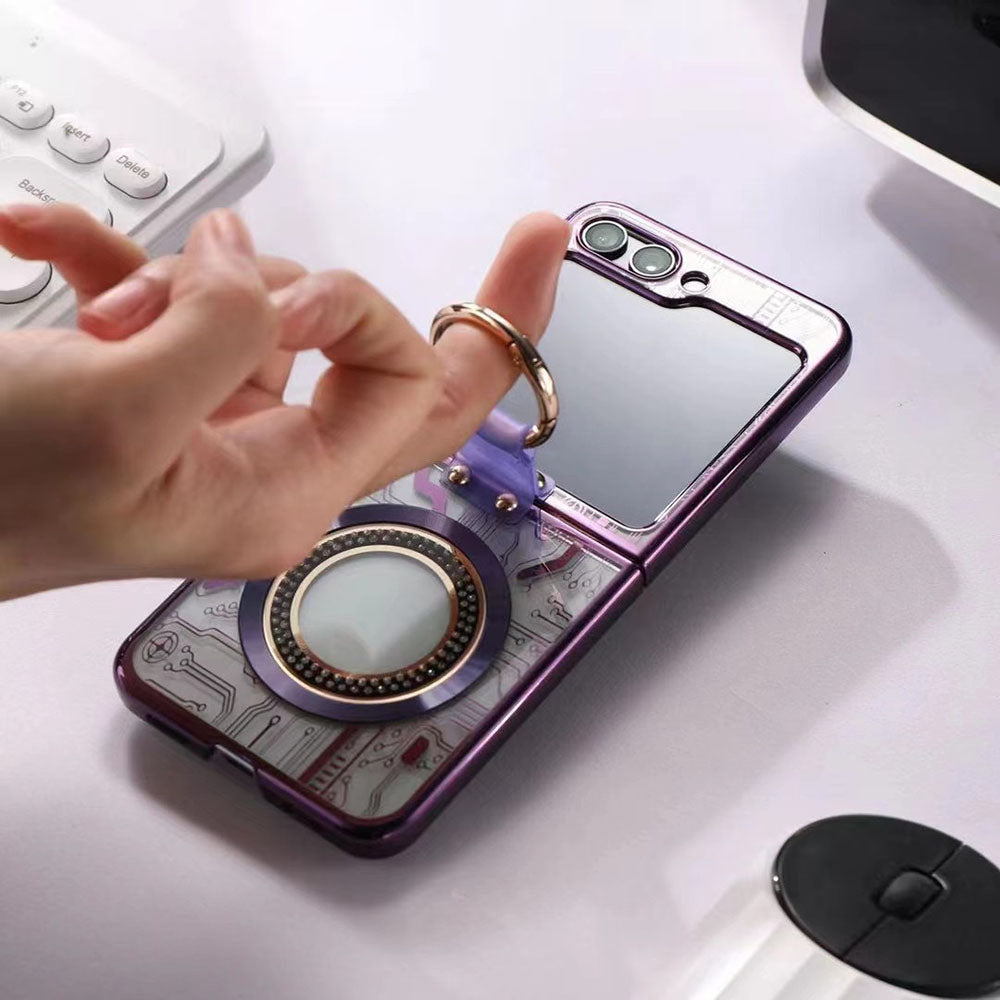 Cyberpunk Magnetic Wireless Charging Phantom Ring Case For Samsung Galaxy Z Flip5 Flip4 Flip3
