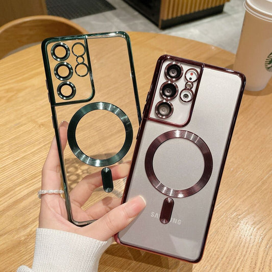 Samsung Galaxy S23 Ultra S22 Plating Camera Cover Protector Mag Safe Case