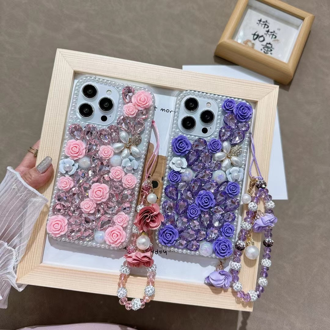 Luxurious Sparkling Diamond Rose Flower iPhone Case
