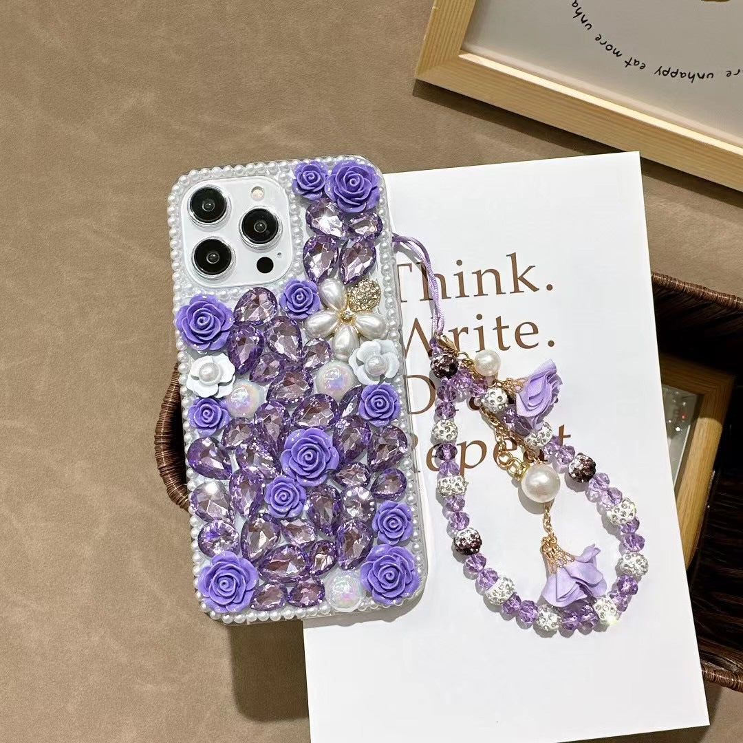 Luxurious Sparkling Diamond Rose Flower iPhone Case