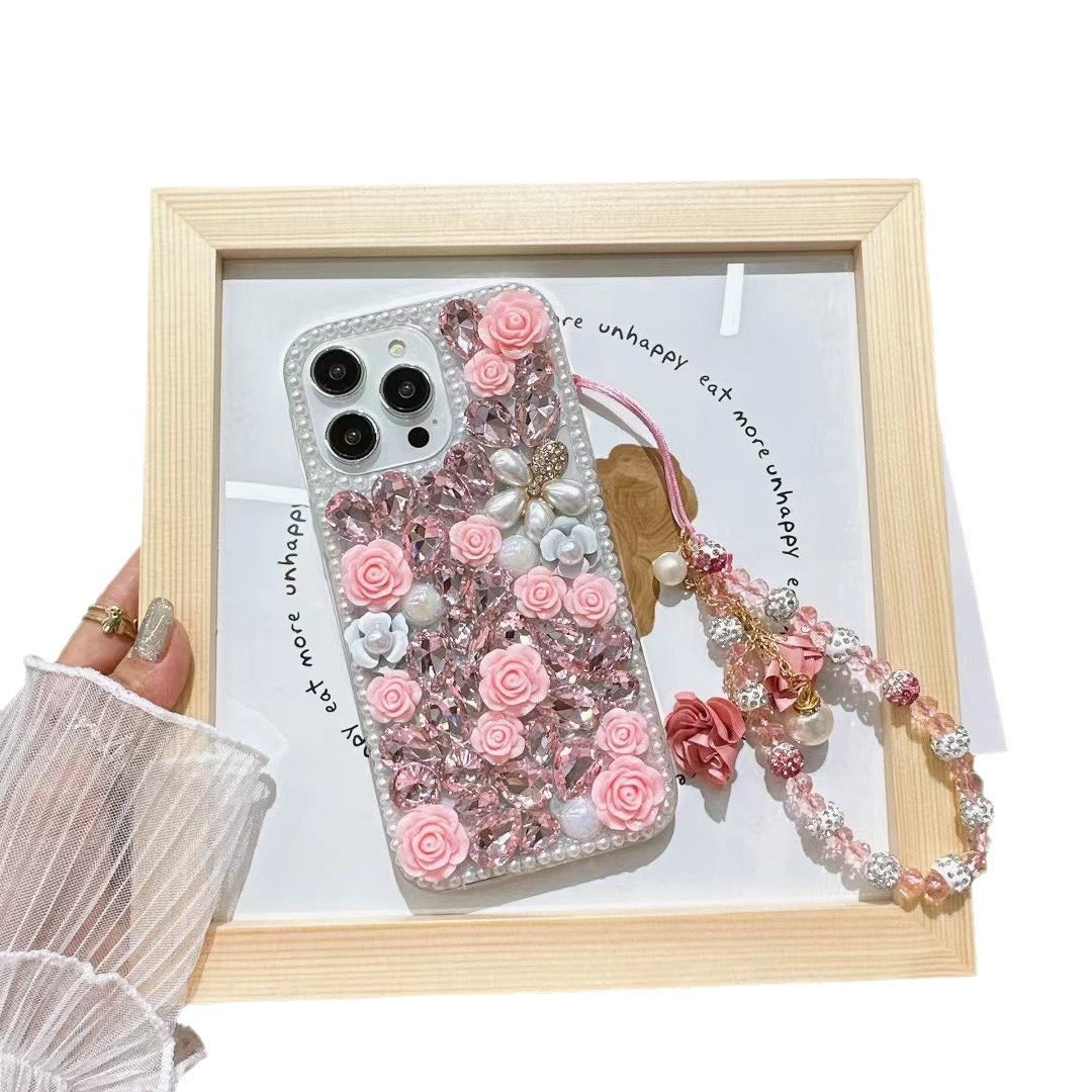 Luxurious Sparkling Diamond Rose Flower iPhone Case
