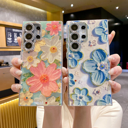 Oil Painting Flower Fashion Samsung Galaxy S22 S23 S24 Case with Lens Protection