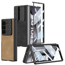 Load image into Gallery viewer, Leather Lens Slide Protector Shockproof Phone Case With Screen Protector For Samsung Galaxy Z Fold 6
