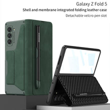 Load image into Gallery viewer, Leather Pen Holder Armor Phone Case With Back Screen Protector For Samsung Galaxy Z Fold5 Fold4 - Mycasety Mycasety
