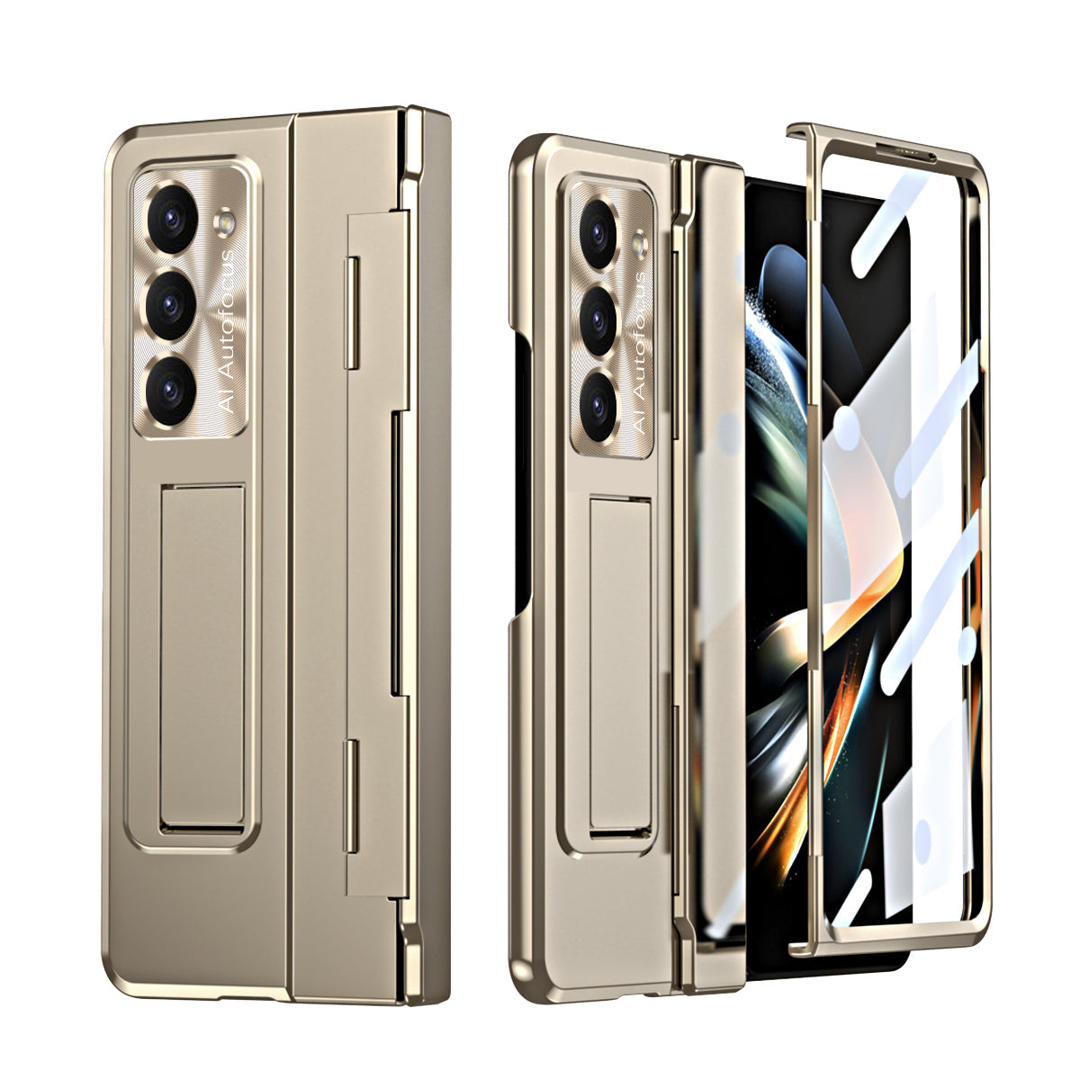 Armor Electroplated Anti-fall Protective Phone Case For Samsung Galaxy Z Fold3/4/5 With Back Screen Glass - Mycasety Mycasety