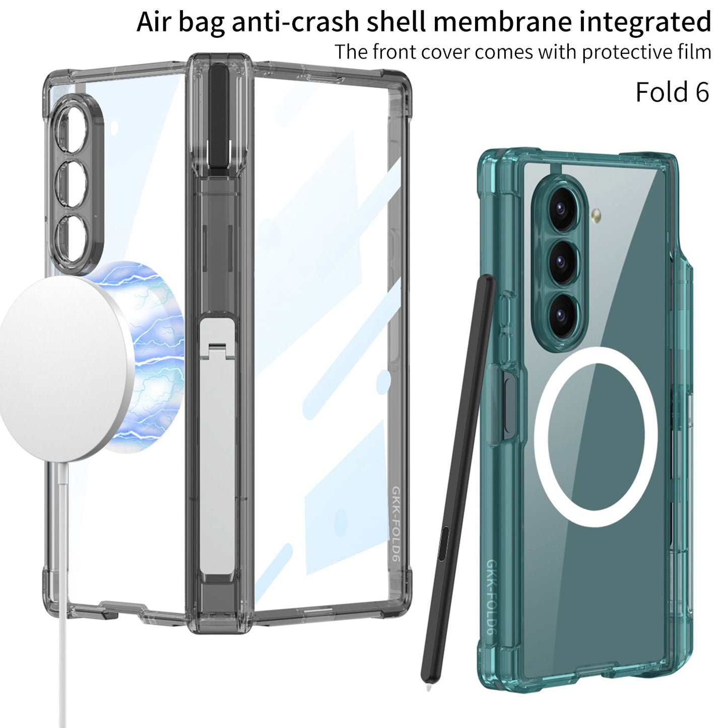 Magnetic Shockproof Phone Case With Screen Glass Protector & Pen Box Hinge For Galaxy Z Fold 6/5