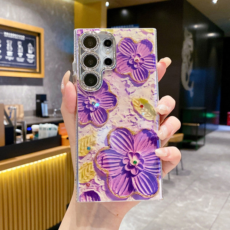 Oil Painting Flower Fashion Samsung Galaxy S22 S23 S24 Case with Lens Protection