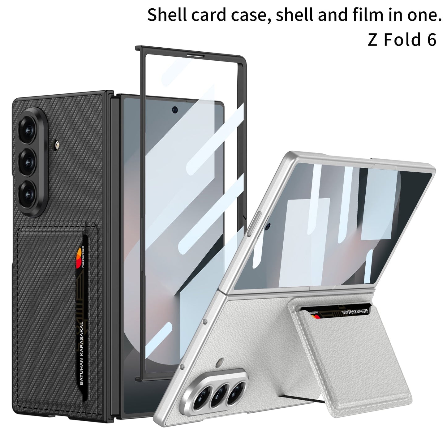 Business-style Leather Card Holderr Phone Case With Back Screen Film For Galaxy Z Fold 7/6/5