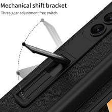 Load image into Gallery viewer, Leather Protective Invisible Bracket S Pen Slot Phone Case With Back Screen Protector For Galaxy Z Fold 5/4/3 5G
