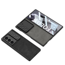 Load image into Gallery viewer, Leather Lens Slide Protector Shockproof Phone Case With Screen Protector For Samsung Galaxy Z Fold 6
