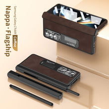 Load image into Gallery viewer, Luxury Nappa Leather Cover Magnetic Hinge Folding Shell Case For Samsung Galaxy Z Fold3 Fold4 Fold5 With S-Pen Slot &amp; Stylus - Mycasety Mycasety
